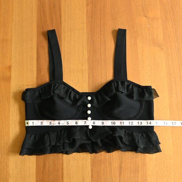 Sandro Black Ruffle Crop Top - Picture 11 of 16